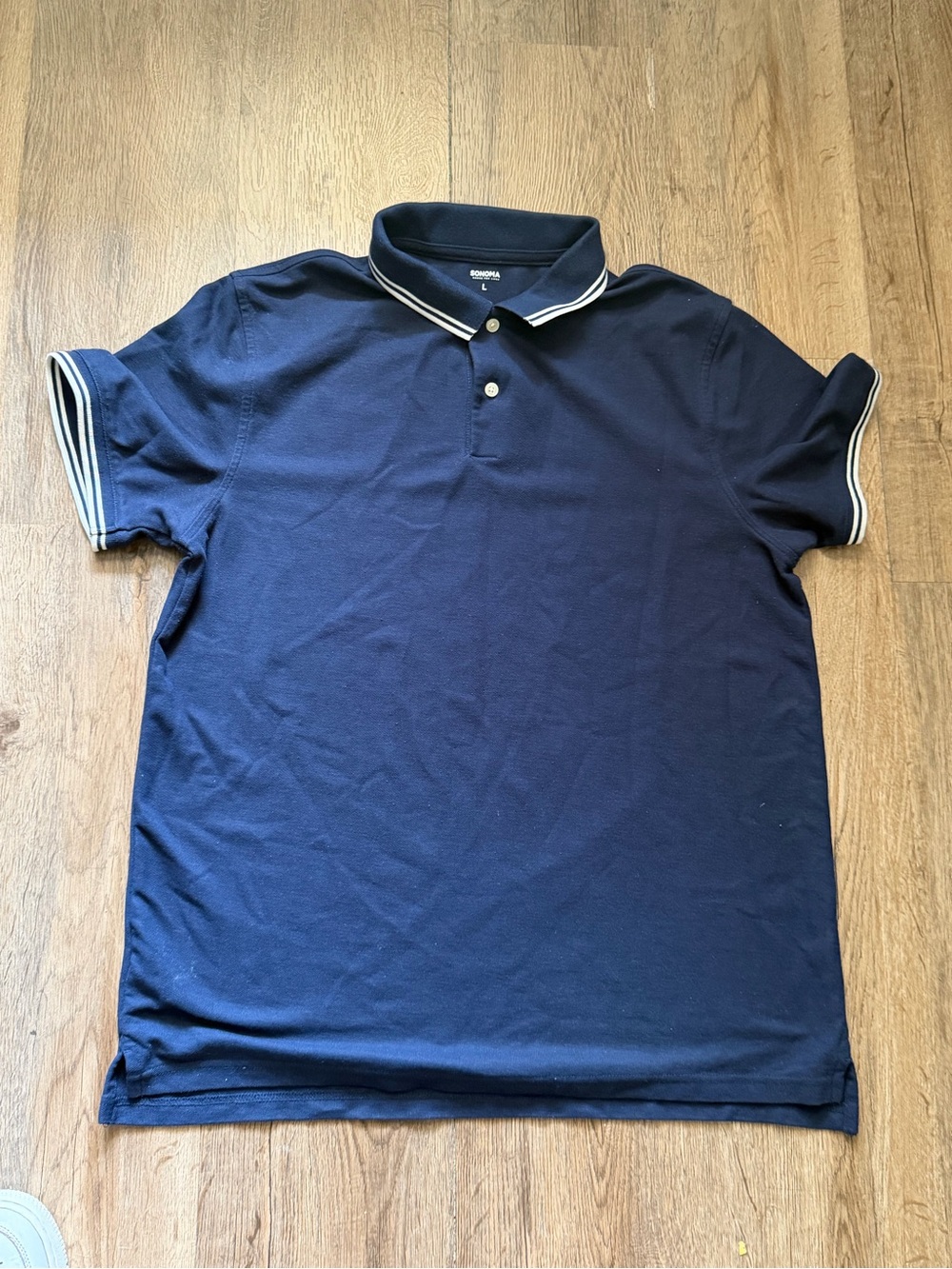 Sonoma Men’s Polo Shirts Lot of 2 Size L Navy & Green Solid Short Sleeve - Picture 3 of 6